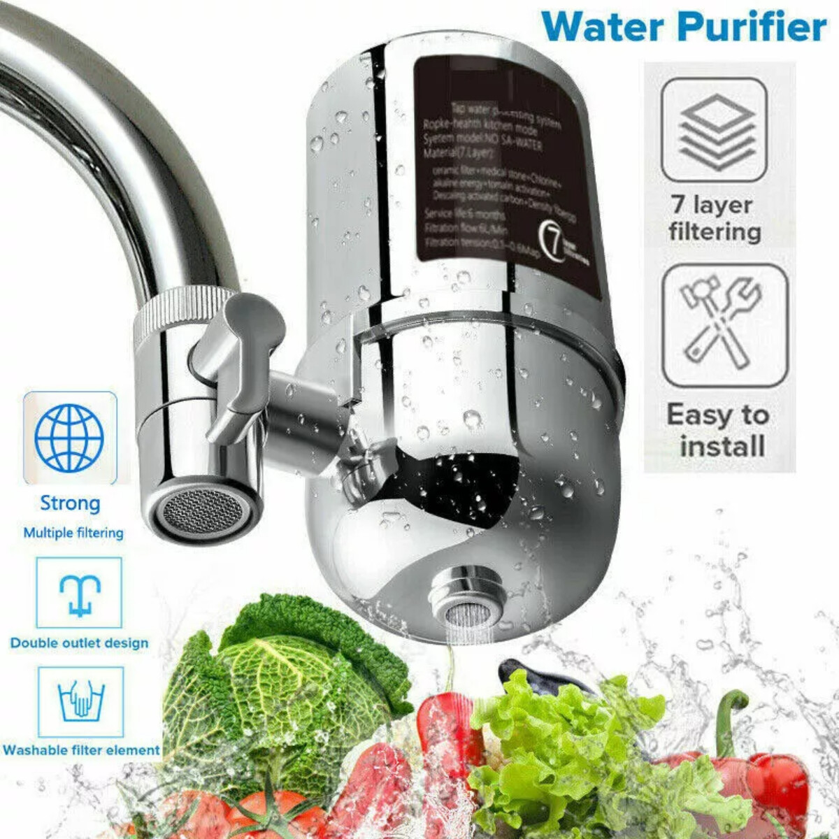 Faucet Water Filter For Kitchen Sink Or Bathroom Mount Filtration Tap Purifier gallery