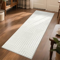 Soft Cozy Fluffy Arch Pattern High Low Pile Runner Rugs 2’x6′ Non Slip Washab…