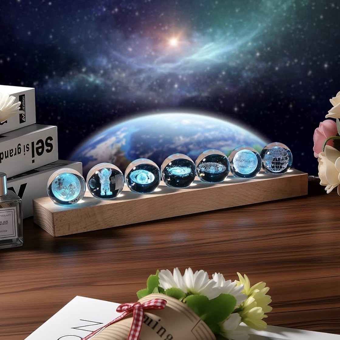 3D LED Night Light Crystal Solar System Crystal Ball Planets Astronomy Gift gallery