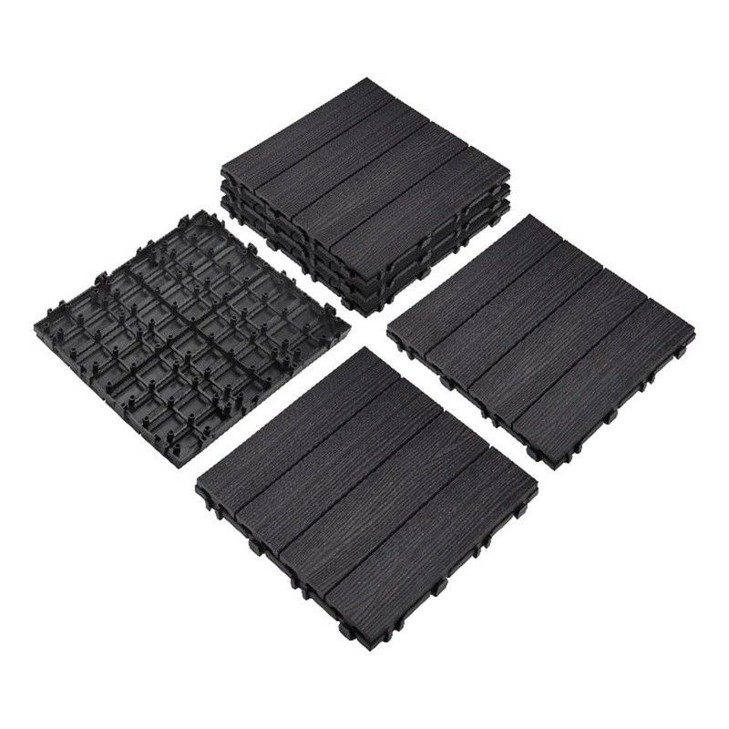 Interlocking Waterproof Deck Tiles Wood Composite Outdoor Patio Flooring 6 Pack gallery