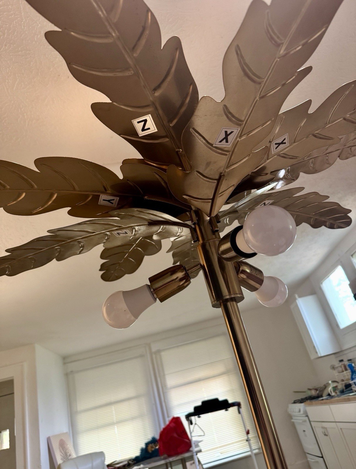 Pottery Barn Palm Tree Brass Tone Floor Lamp Working 60" Tall 38" Wide gallery