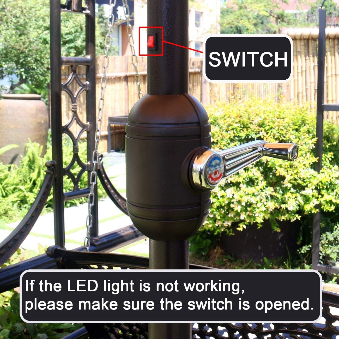 9' Solar LED Lighted Patio Umbrella with 8 Ribs/Tilt Adjustment and Crank Lift S gallery