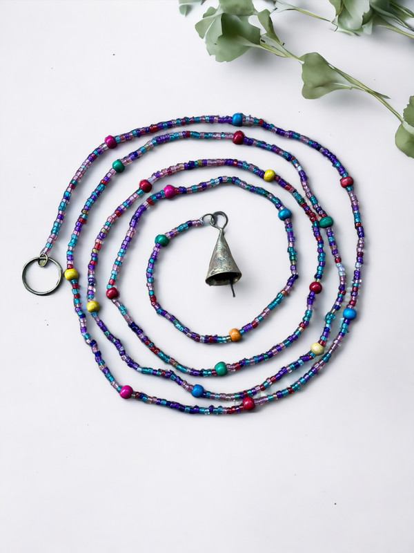 Handmade Beaded String with bells Curtain Hippie Boho Colorful Home Décor 190 cm gallery