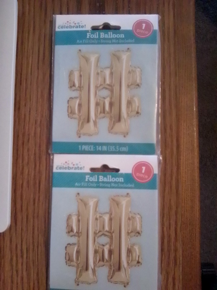 2pk 14"Inch Foil Balloon "Hash Tag, Number Sign or Pound Sign" Way to Celebrate gallery