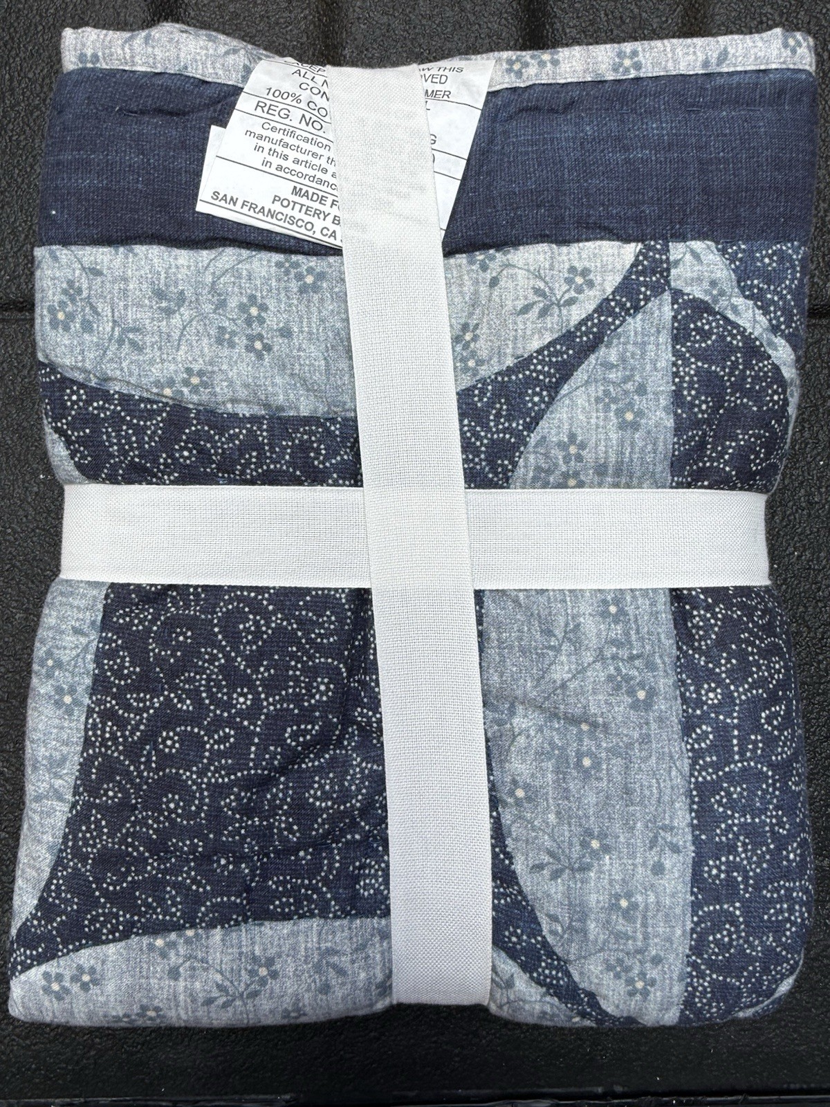 (1) Pottery Barn Harper STANDARD Blue Quilted Sham - New gallery