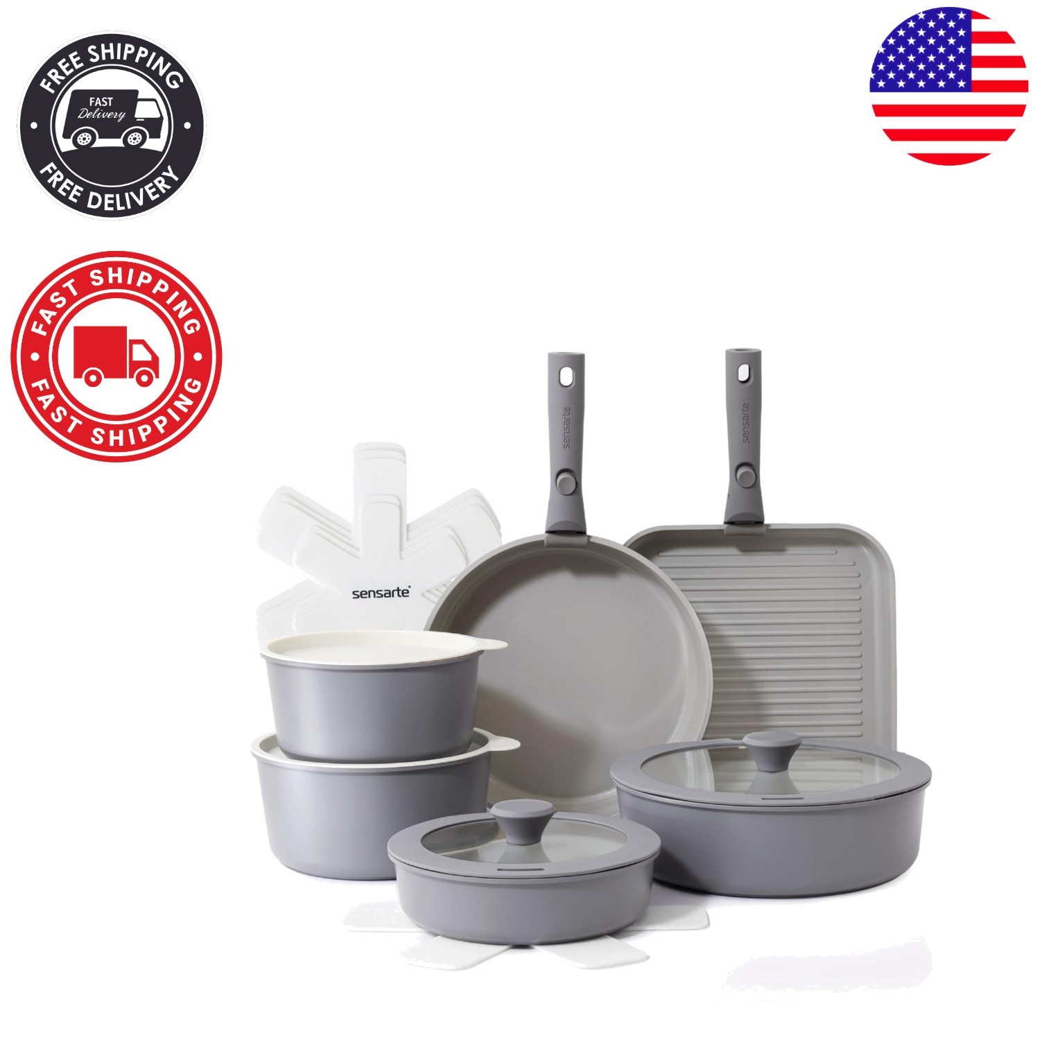 Dishwasher Safe 17-Piece Induction-Compatible Cookware Set with Ceramic Coating gallery