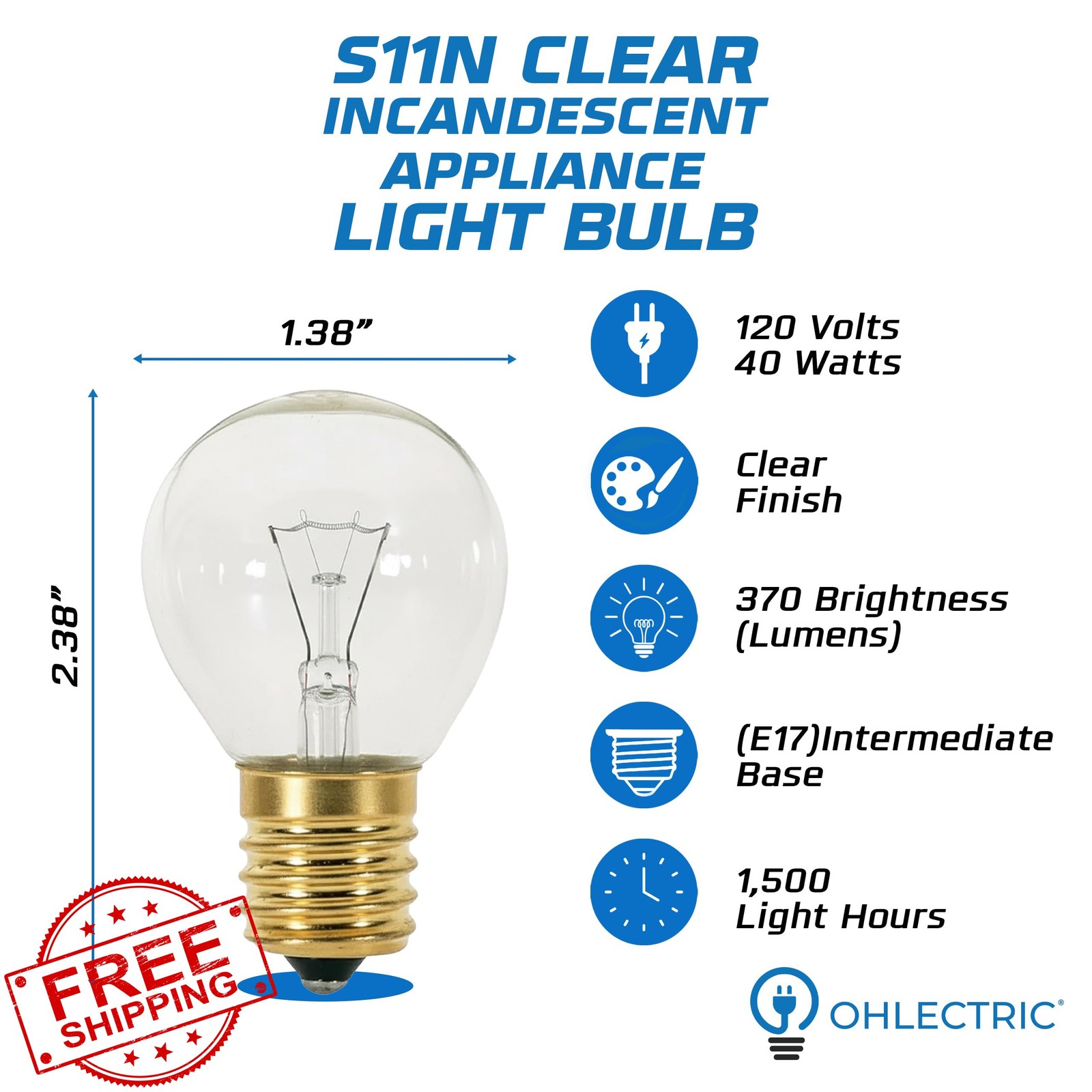 OHLECTRIC 20 Pack - S11 Specialty Light Bulbs, E17 Intermediate Base, Dimmabl... gallery