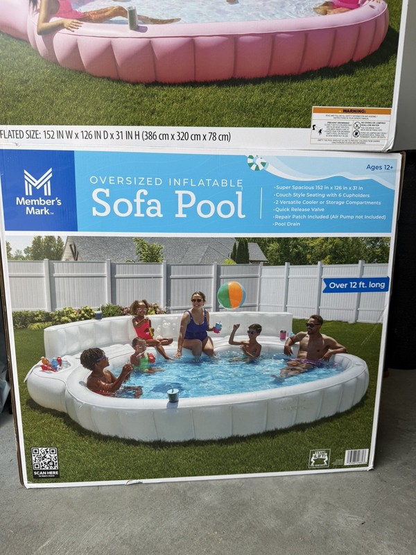 Member's Mark Oversized Inflatable Sofa Pool - White 2 Day Shipping! gallery