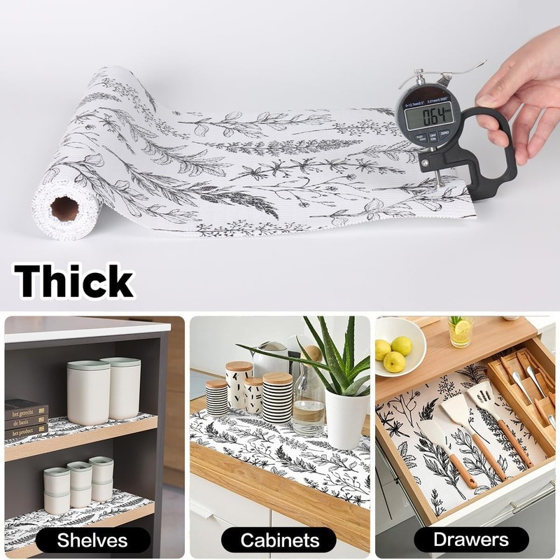 Shelf Liner for Kitchen Cabinets Drawer Shelf Waterproof Non Slip Floral 23.6... gallery