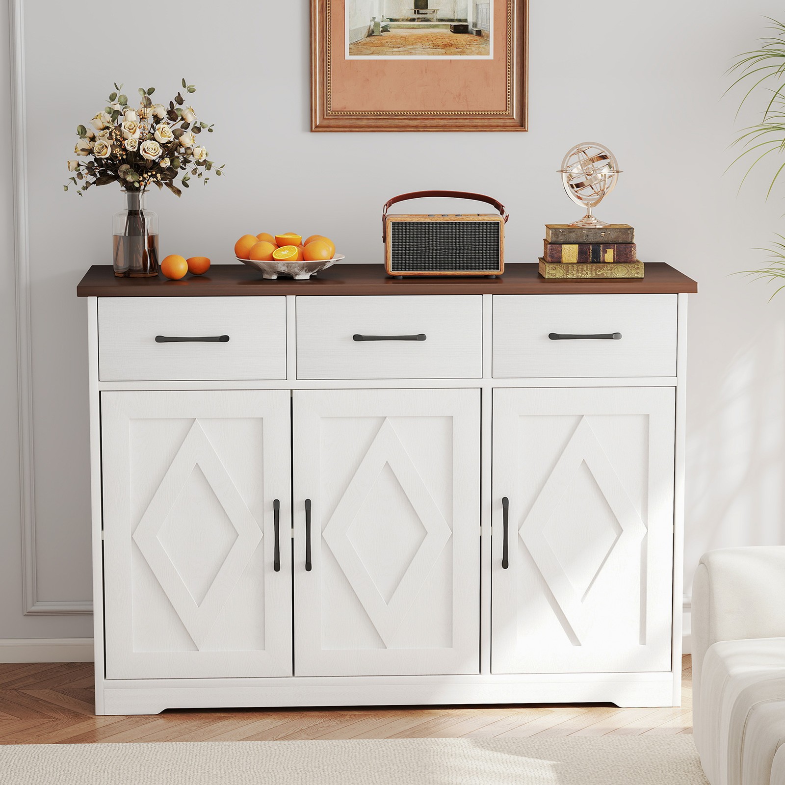 Farmhouse Buffet Sideboard Cabinet with Storage Cabinet for Kitchen Livingroom gallery