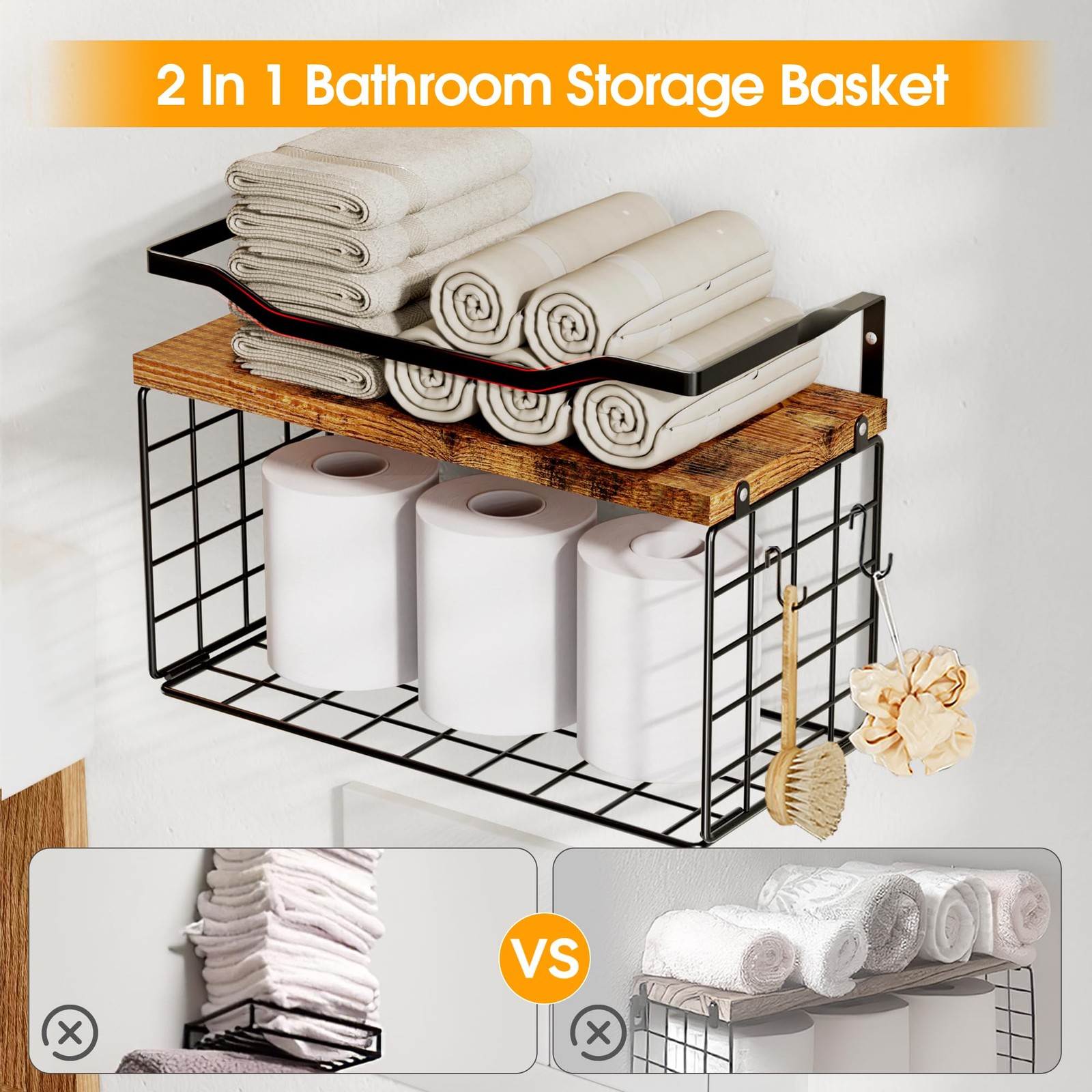 Towel Racks for Bathroom,Towel Rack Wall Mounted, 6 Tier Rolled Or Folded Tow... gallery