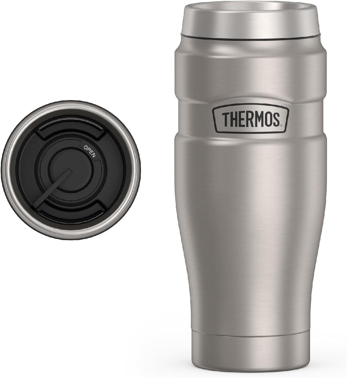 THERMOS Stainless King Vacuum-Insulated Travel Tumbler, 16 Ounce, Matte Steel gallery
