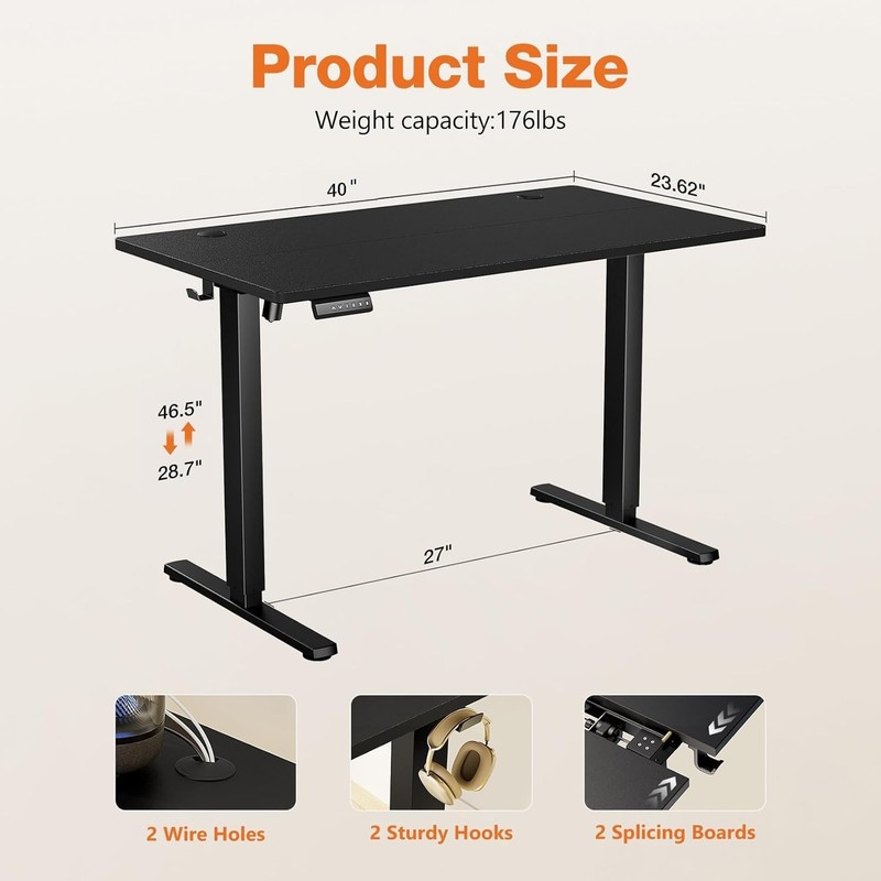 Electric Adjustable Height Standing Desk-40x24 inch Sit to Stand Up Desk wit.. gallery