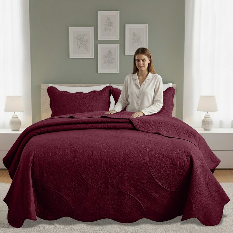 Embossed Quilt Bedspread Set Soft Lightweight Coverlet Bedding Twin Queen King gallery
