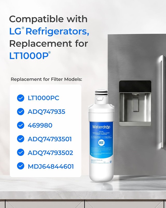 Waterdrop Refrigerator Water Filter, Replacement for LG® LT1000P®, Pack of 10 gallery