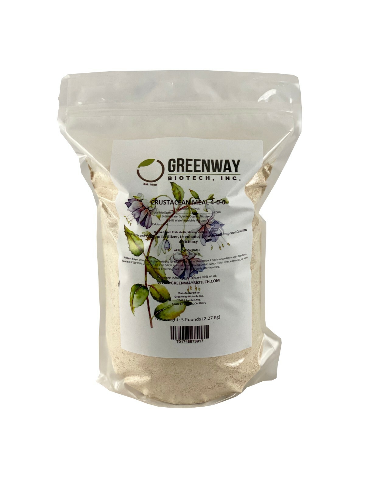 Crustacean Meal Fertilizer 4-0-0 Contains Nitrogen and Calcium - 5 Pounds gallery
