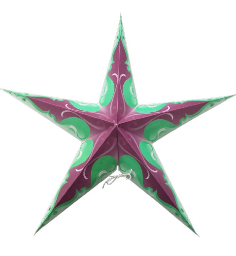 Star Light Purple Teal White Paper Star Lantern NEW with 12' light cord gallery