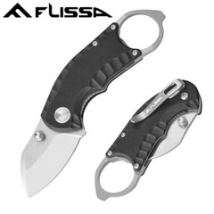 FLISSA 4″ Folding Pocket Knife Liner Lock EDC Knife G10 Handle Steel Blade Black