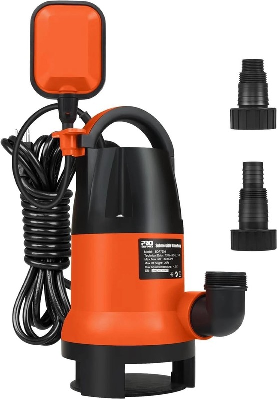 Efficient 1HP Submersible Sump Pump, 3700GPH with Durable Waterproof Design gallery