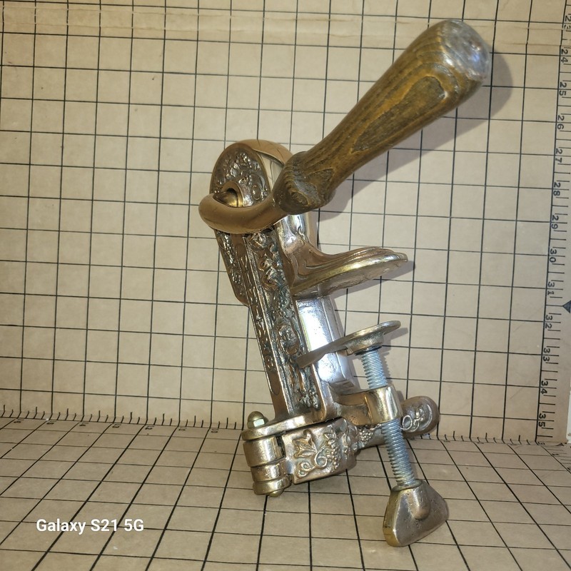 Vintners Solid Brass Reserve Bar Top Wine Opener with Cork Screw Table Mount gallery