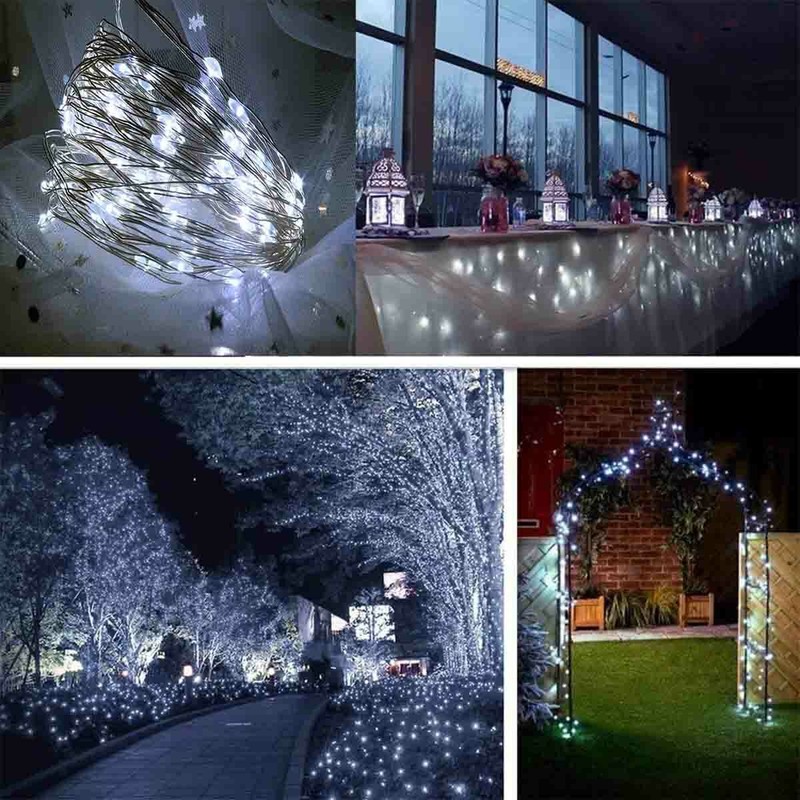 2 Pack 33 Ft 100 LEDs Copper Wire String Fairy Lights Solar Powered Mini LED gallery