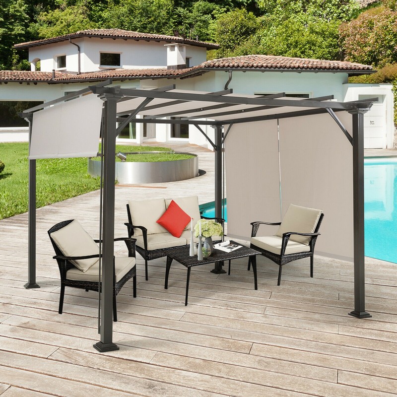 2PCS 16x4 Ft Universal Replacement Canopy for Pergola Structure Sun Awning Beige gallery