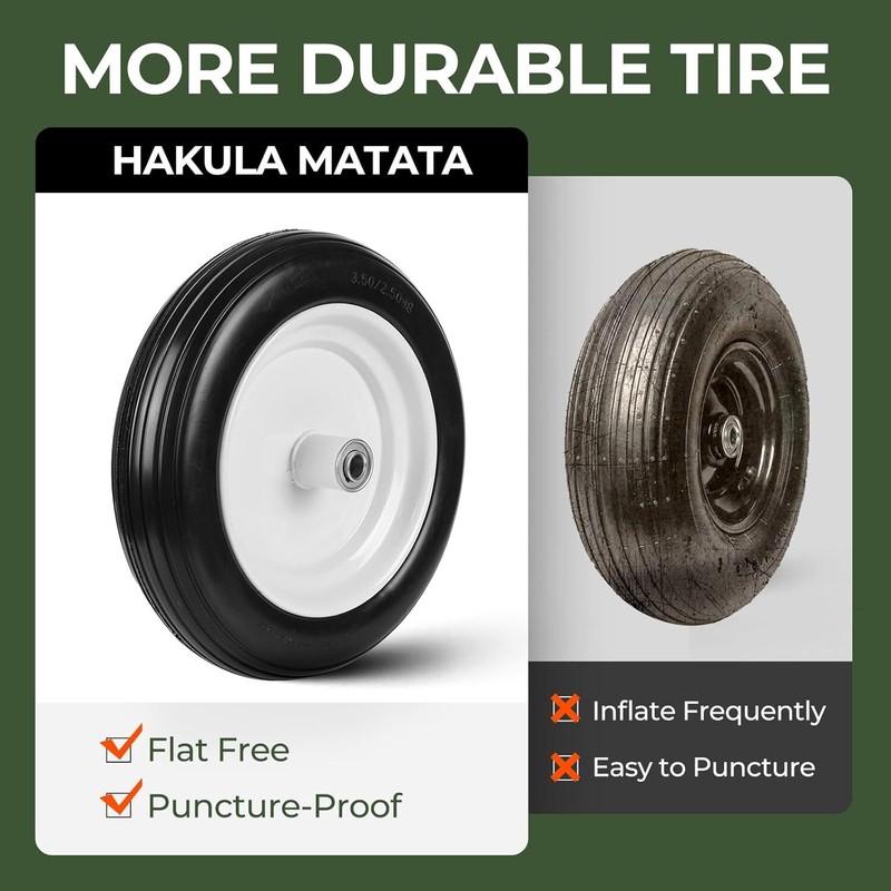 13" 3.50-8" Solid Flat Free Tires and Wheels 1 Pack, Rubber Tire Replacement ... gallery