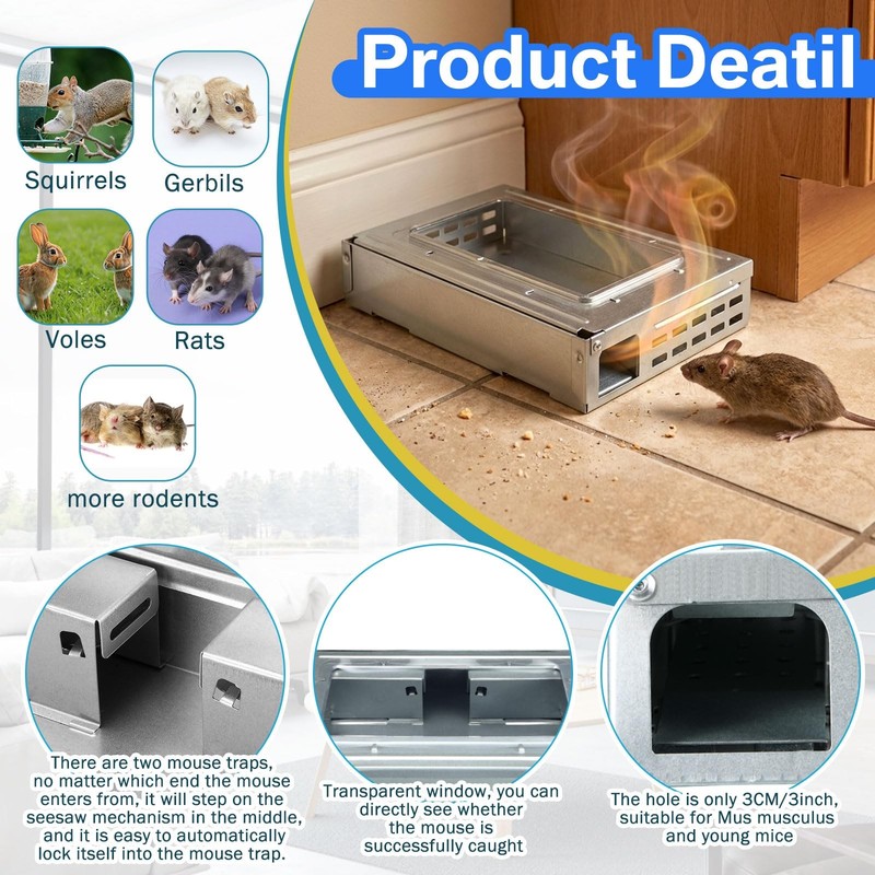 Mysora 4 Packs Multi Catch Mouse Trap Clear Top Mice Trap Rodent Humanized Si... gallery