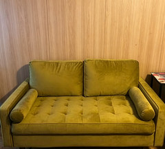 58″ Sectional Loveseat Sofa Couch Mid Century Modern Small Space Mustard yellow