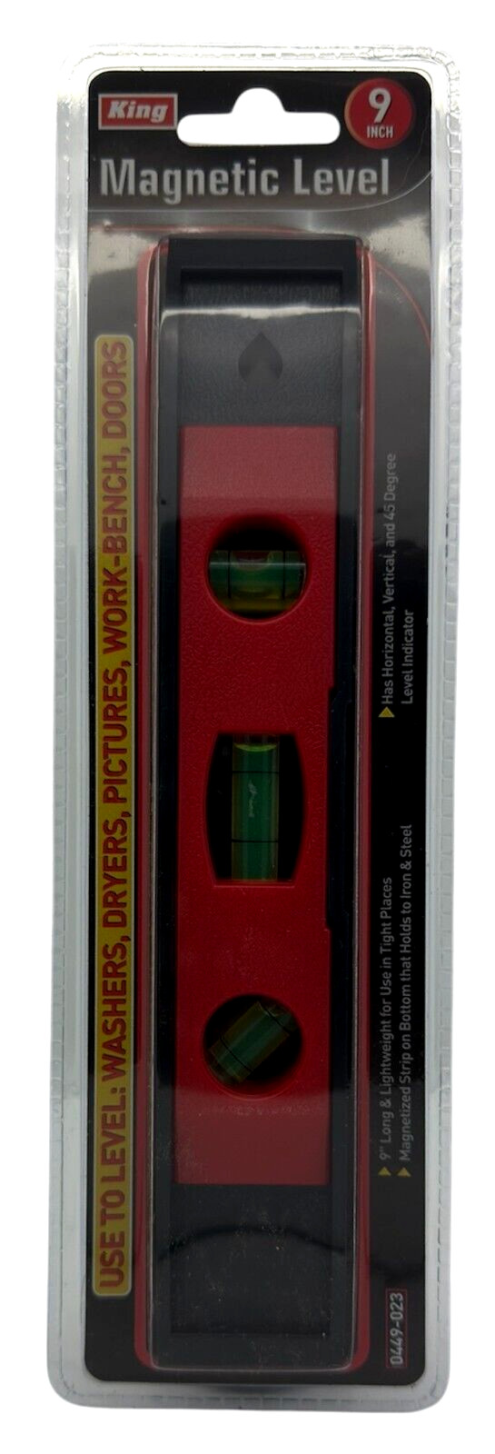 9" Magnetic Torpedo Level W/ Horizontal, Vertical, and 45 degree level indicator gallery