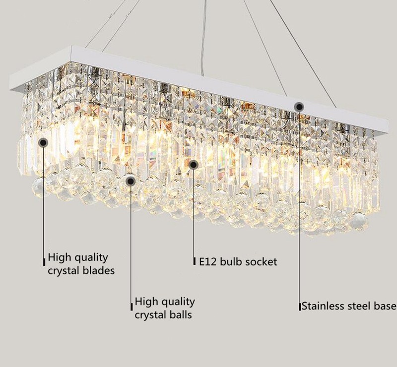 Crystal Chandelier Rain Drop Ceiling Light Rectangle Pendant Lamp 60cm/80cm gallery