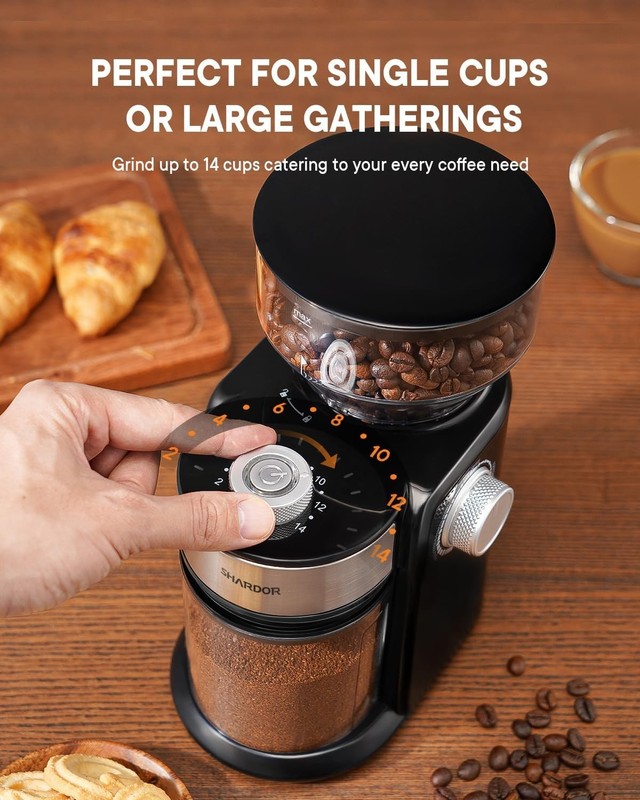 Compact Electric Burr Mill Coffee Grinder with 16 Settings for Any Brew Method gallery