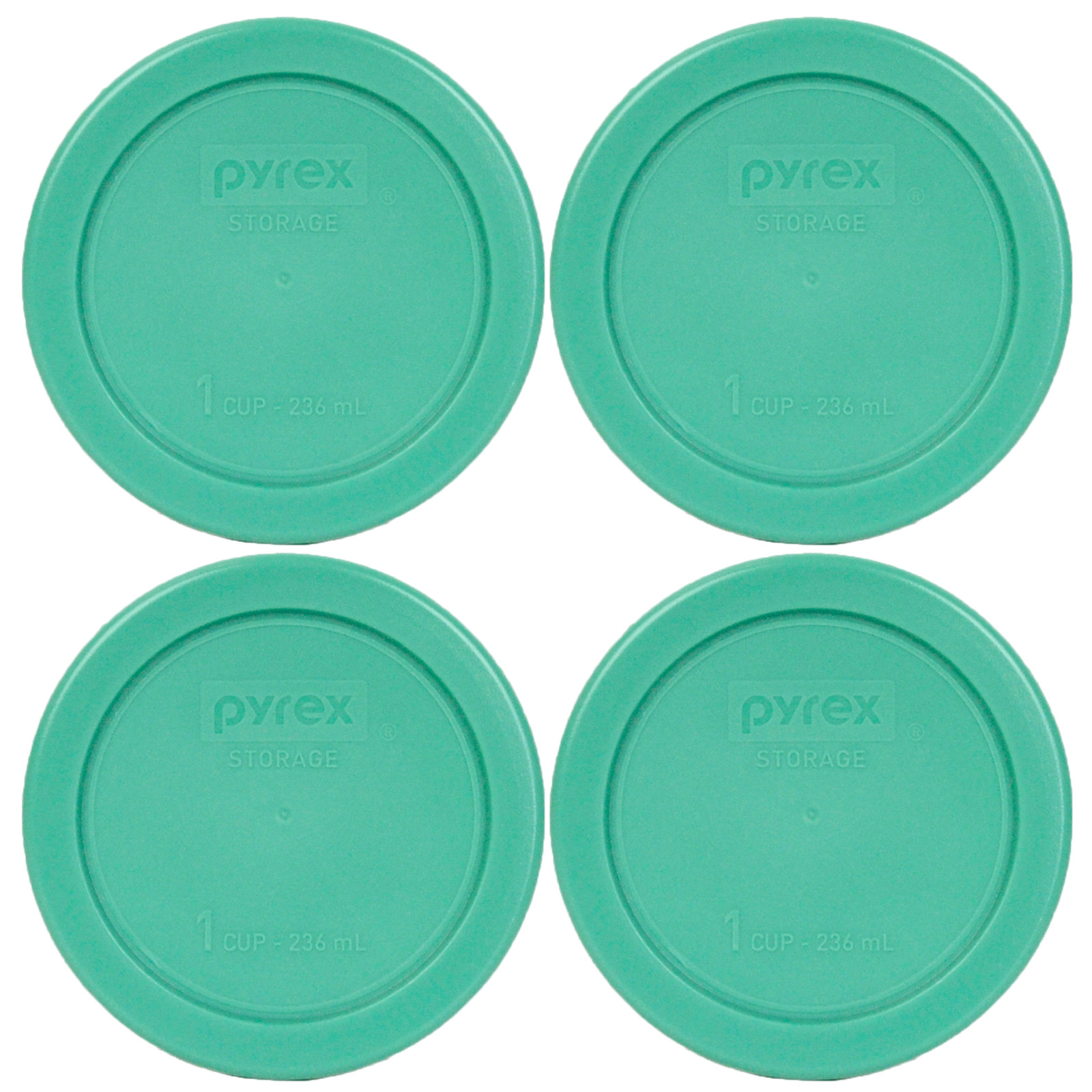 Pyrex 7202-PC 4" Round Green Replacement Lid 4 Pack For 1 Cup Glass Bowl New gallery