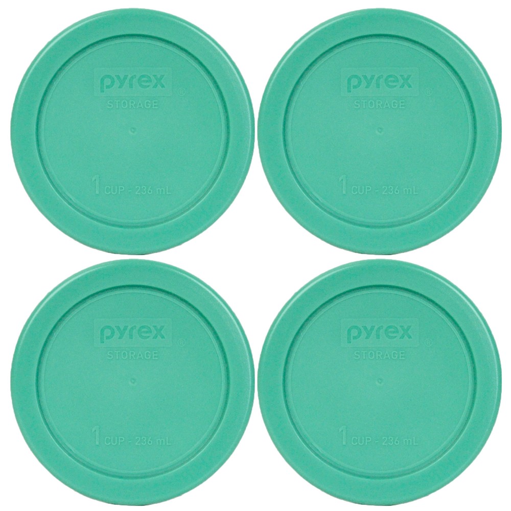 Pyrex 7202-PC 4" Round Green Replacement Lid 4 Pack For 1 Cup Glass Bowl New