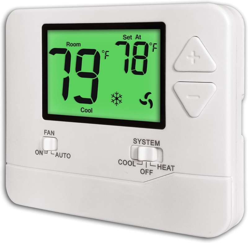 User-Friendly Non-Programmable Thermostat with Large Green Backlit Display gallery