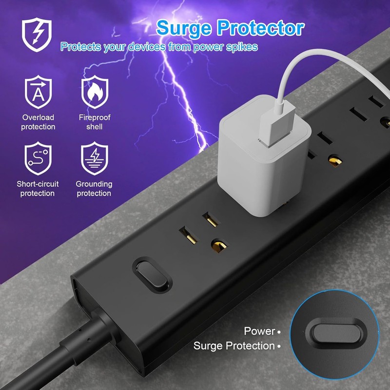 Wall Mountable USB Surge Protector Power Strip with 3 USB Ports & 4 Outlet Plugs gallery