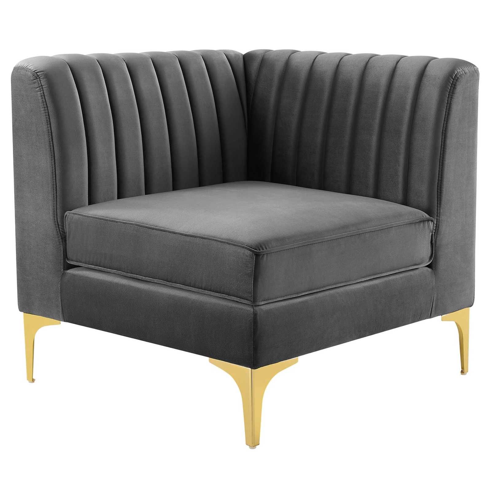 Modway Channel Tufted Performance Velvet Sectional Sofa Corner Chair gallery