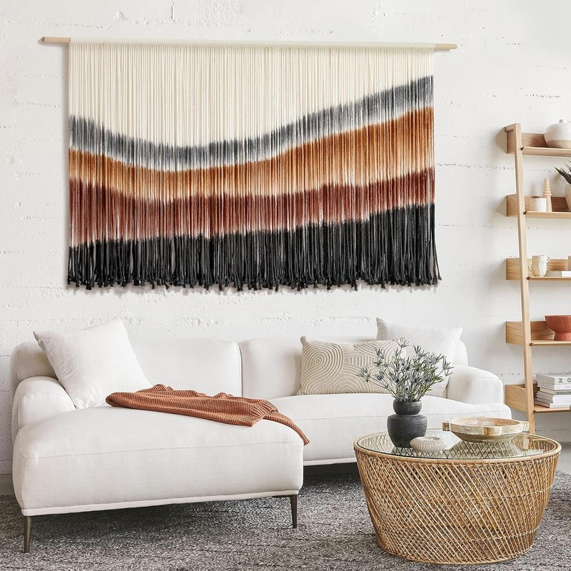 Macrame Wall Hanging Decor Large Tie-Dye Geometric Cotton Home Art gallery