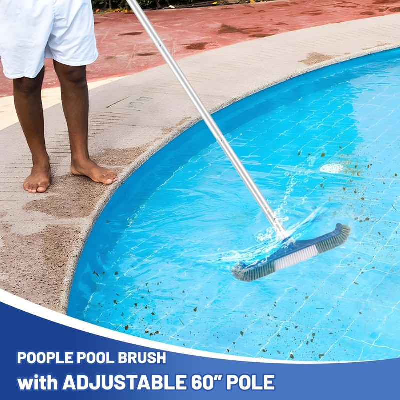 Pool Cleaning Kit, 16'' Pool Brush Head & Pool Skimmer Net with 60" Pole, Poo... gallery