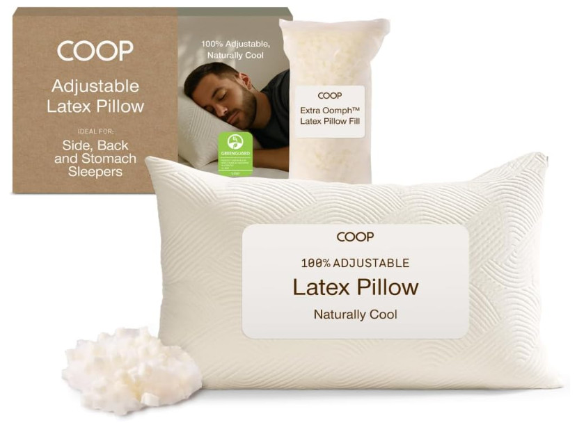 Coop Home Goods Adjustable Latex Pillow Queen, Talalay Latex & Microfiber Fill, gallery