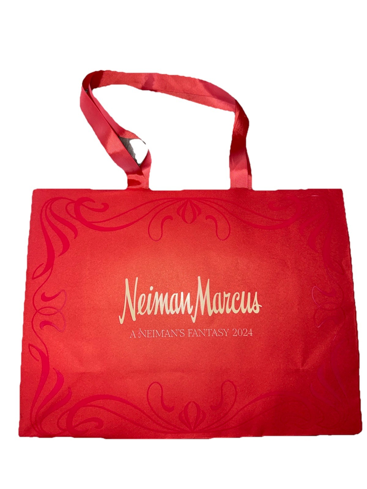 Neiman Marcus Red Gift Bag Shopping Tote 16” X 6” X 12” 2024 Fantasy Original gallery