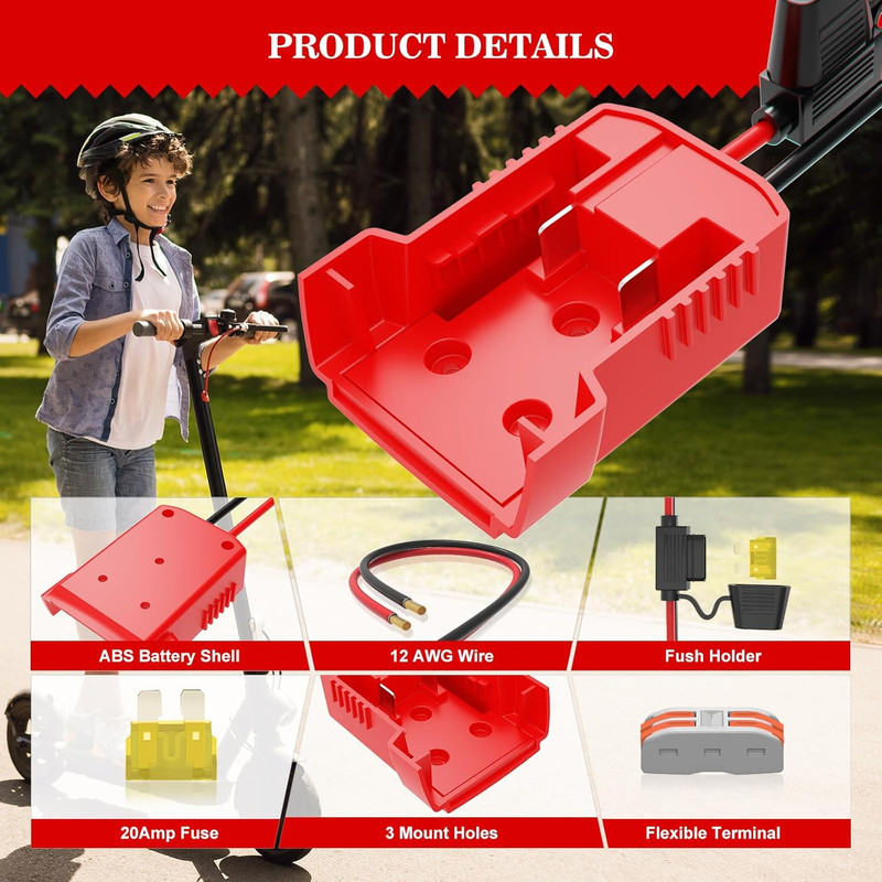 2 Pack Milwaukee M18 18V Battery Adapter Kit with Fuses, 12AWG Wiring Converter gallery