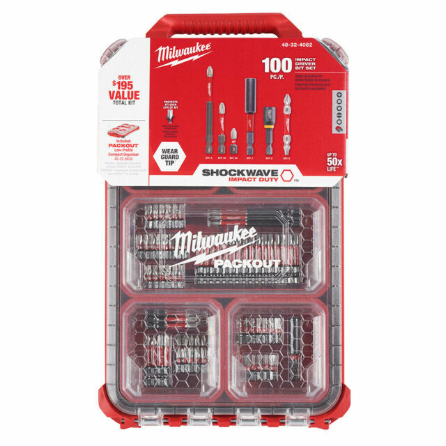 Milwaukee 48-32-4082 Shockwave 100 piece Impact Driver Bit Set Packout Case New