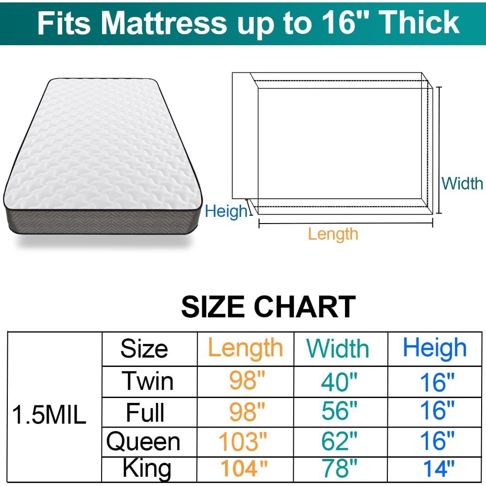 Waterproof Plastic Mattress Bag Cover for Moving Storage Heavy Duty Twin Size gallery