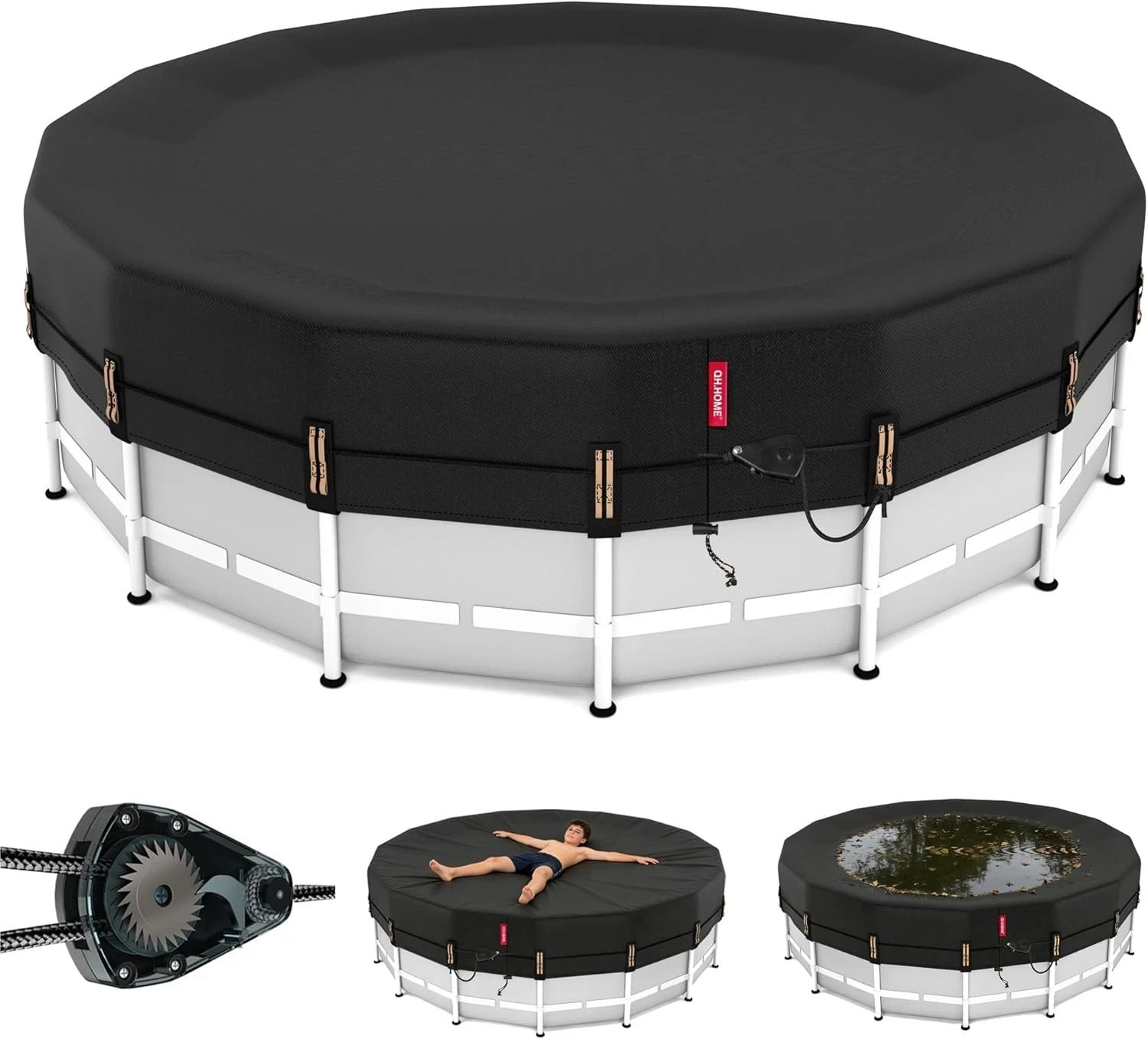 20 ft Round Pool Cover,Solar Cover for Above Ground Pools - Black Oxford Fabric gallery