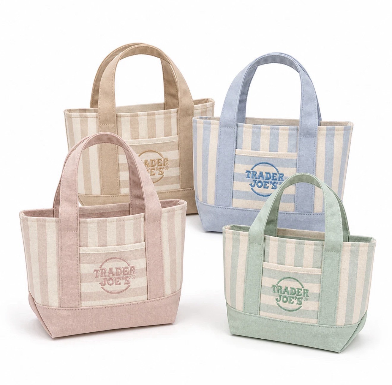 Trader Joe's Striped Canvas Mini Tote Bag Set 4 Colors Summer 2026 Limited gallery