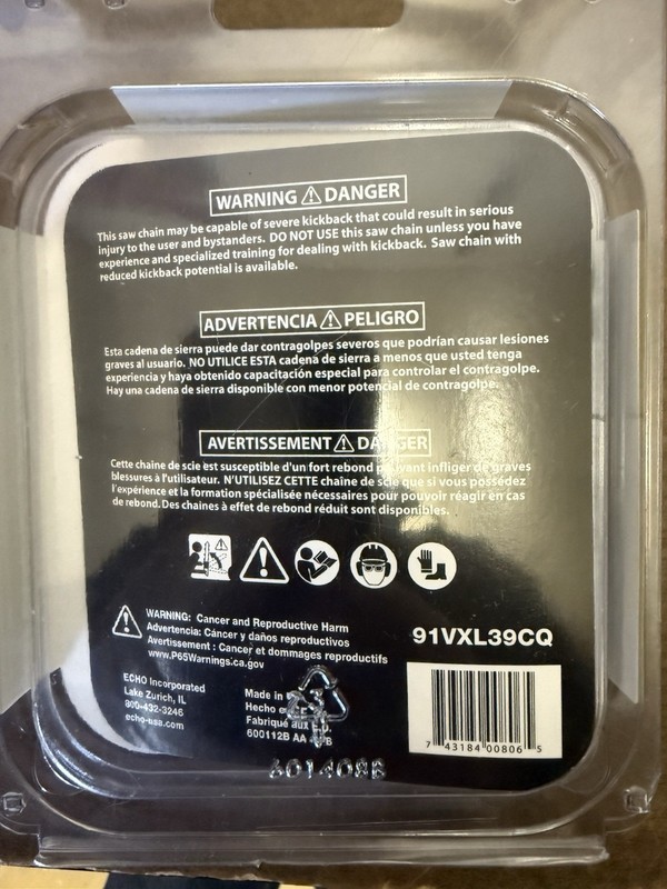 Echo 10" Saw Chain Replacement Genuine 91VXL39CQ 3/8" LP NEW IN PACKAGE gallery