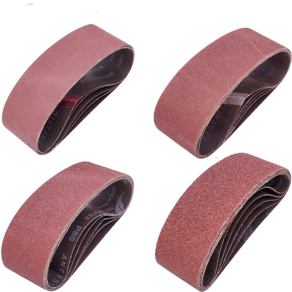 20 PCS 3 inch x 24 inch Abrasive Sanding Belts - 5 Each of 40 80 120 240 Grit gallery