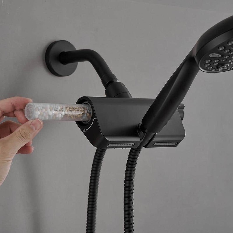 BWE Dual-Function Showerhead 10-Spray Wall Mount Handheld 1.8 GPM Matte Black gallery