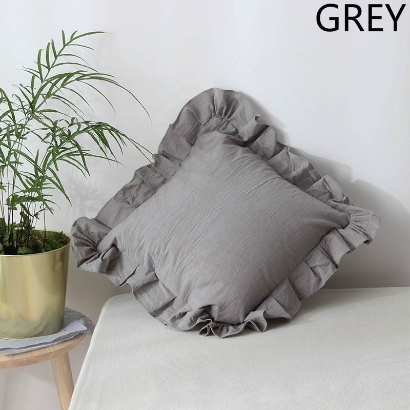 Throw Pillow Cover Cushion Case Ruffle Cotton Soft Sofa Chair Bed Home Decor New gallery